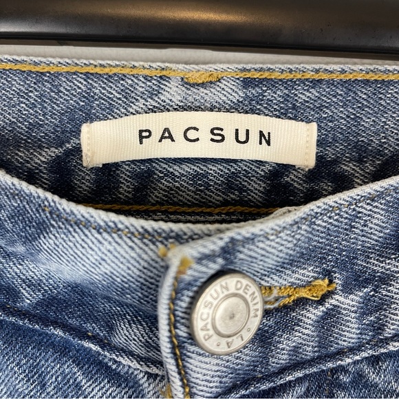 PacSun Men's Denim Blue Button Fly Straight Leg Jeans Size 32x32 - Picture 4 of 10
